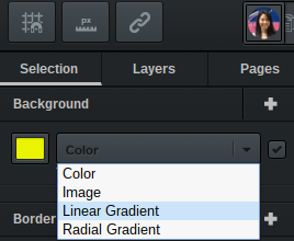 Linear gradient background filter